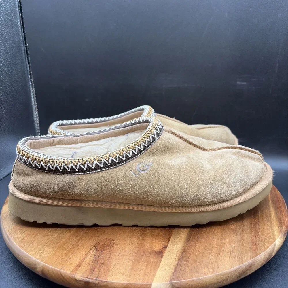 UGG Tasman Men's Size 9 Slip On Slippers Chestnut Brown Suede Lined Warm Shoes